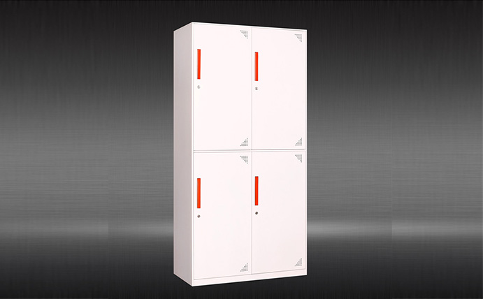 Thin-edged white four-door locker 